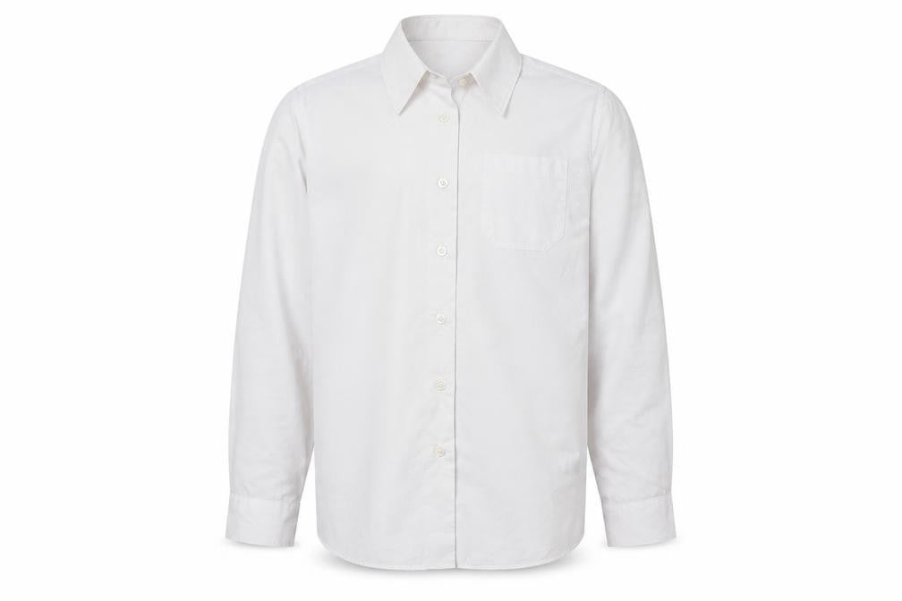 Front view of Marks & Spencer boys’ white basic button-up, size 11-12, years