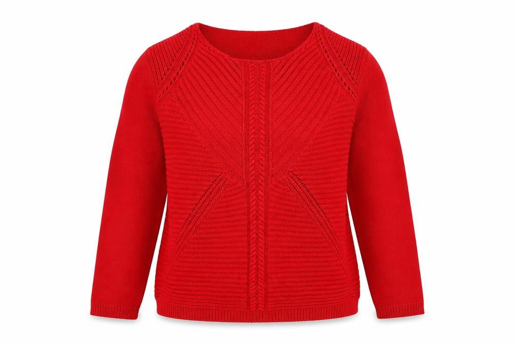 Front view of Envy women’s red jumper, size M