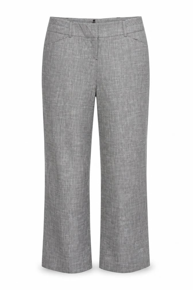 Front view of Comma women’s grey check trousers, size UK 12, 28-inch leg