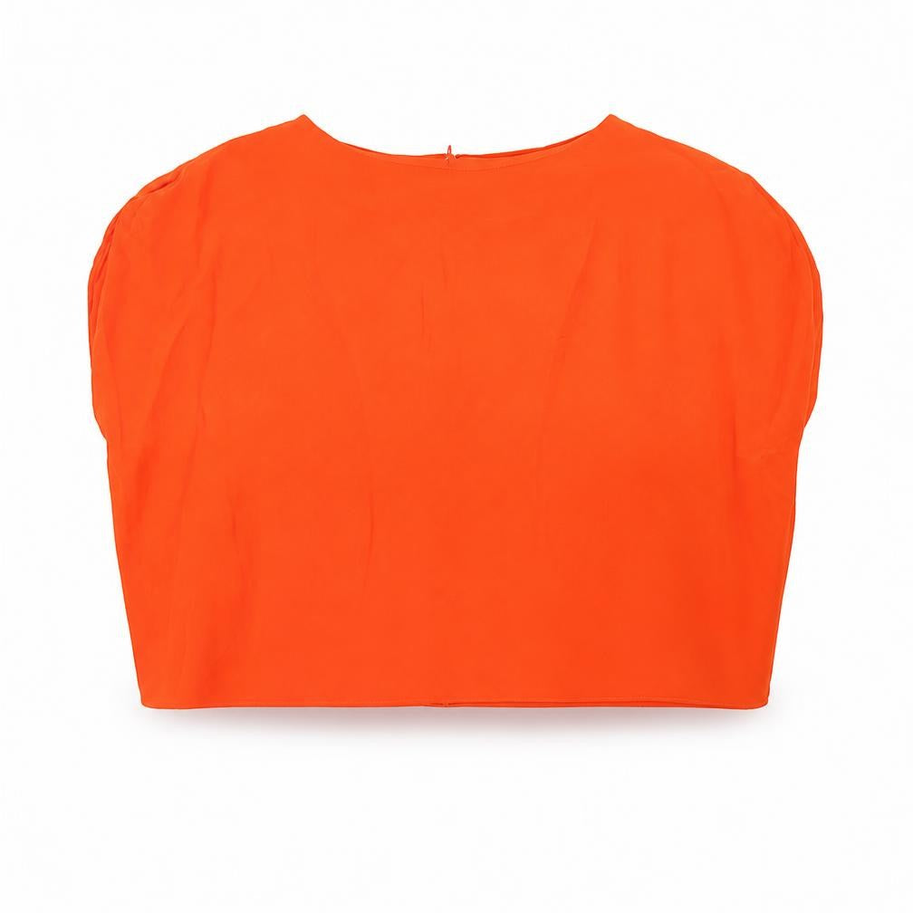 Front view of Mango women’s orange cropped blouse, size XS