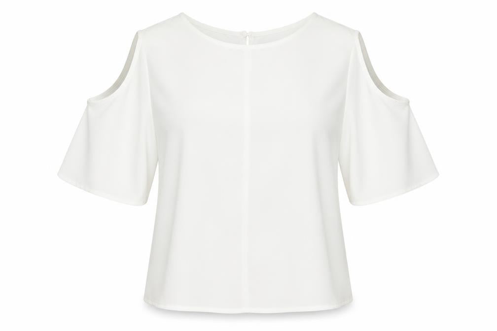 Front view of Cameo Rose women’s white basic blouse, size UK 8
