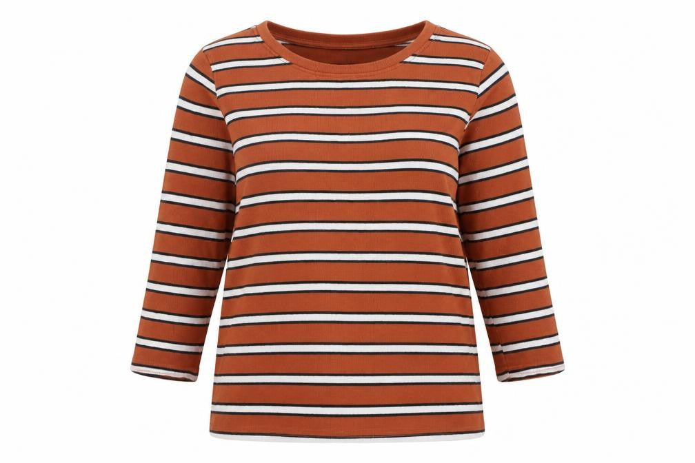 Front view of F&F women’s orange striped jumper, size UK 16