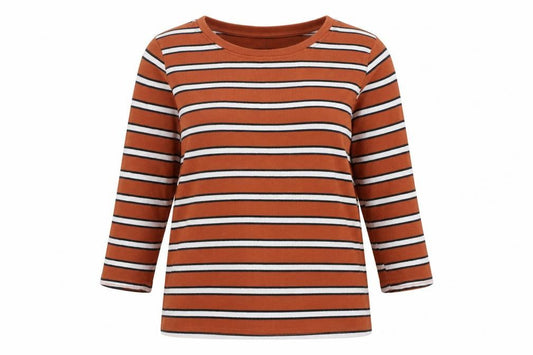 Front view of F&F women’s orange striped jumper, size UK 16