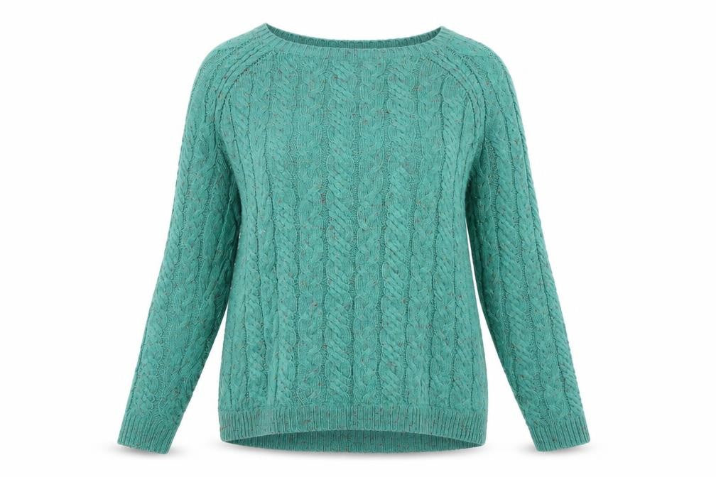 Front view of Bonmarché women’s green jumper, size XS