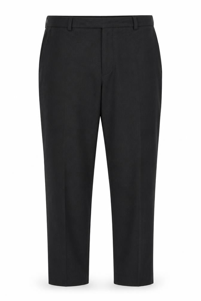 Front view of Marks & Spencer men’s grey trousers, size 20, 29-inch leg