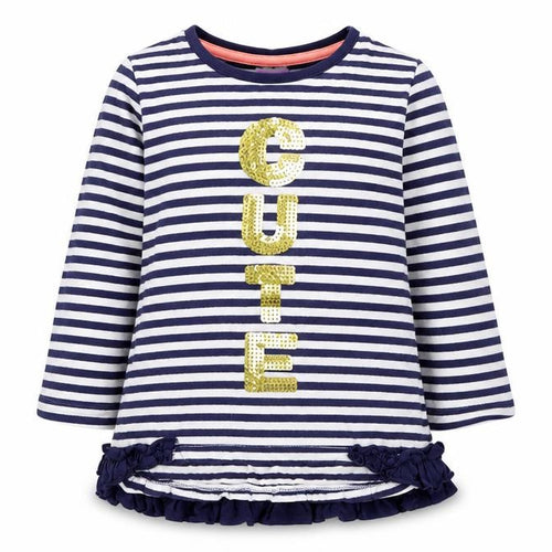 F&F  Girls Blue Striped  Basic T-Shirt Size 12-18 Months