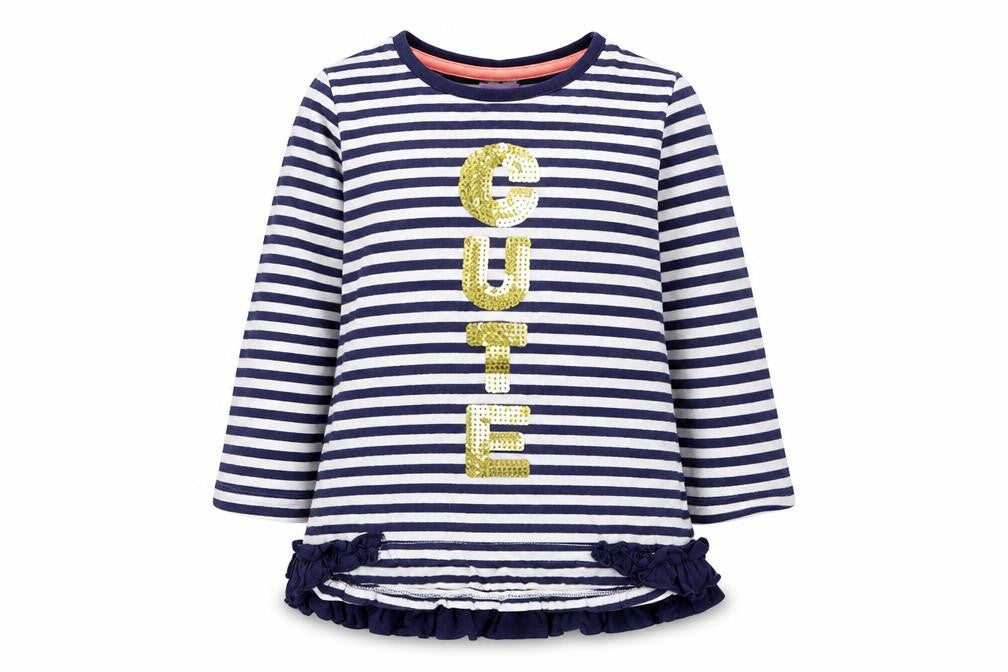 F&F  Girls Blue Striped  Basic T-Shirt Size 12-18 Months