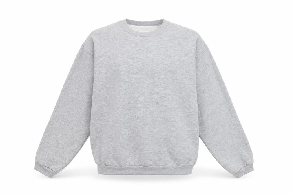 Front view of B&C collection men’s grey jumper, size M