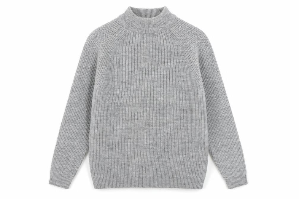 Front view of dnm men’s grey jumper, size M