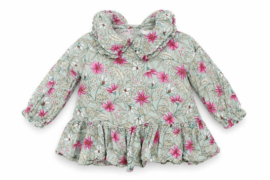 Front view of Next Green Floral A-Line, size 9-12, Months