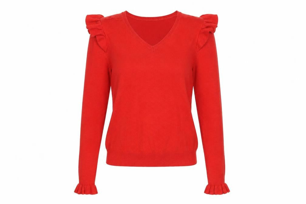 Front view of Papaya women’s red basic blouse, size UK 10