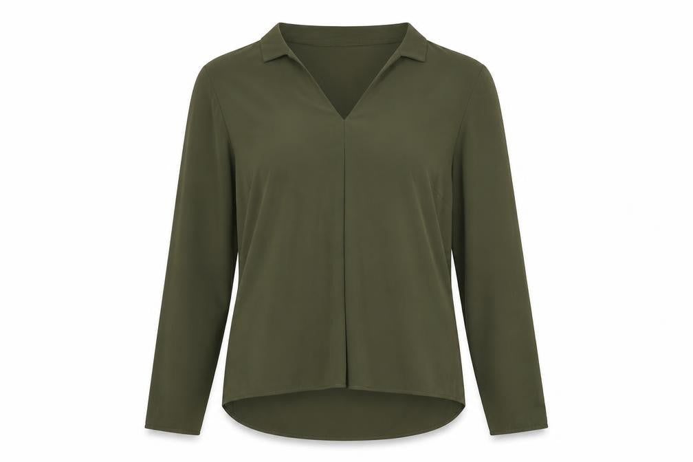 Front view of Primark women’s green mesh pullover sweatshirt, size UK 12