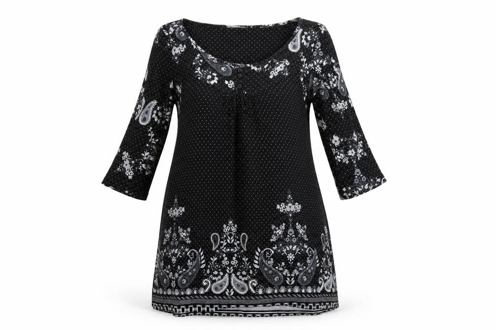 Front view of Next women’s grey polka dot a-line, size UK 10