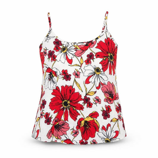 Front view of F&F women’s white floral camisole tank, size UK 6