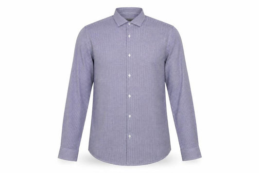 Front view of Primark men’s blue check button-up, size 15.5