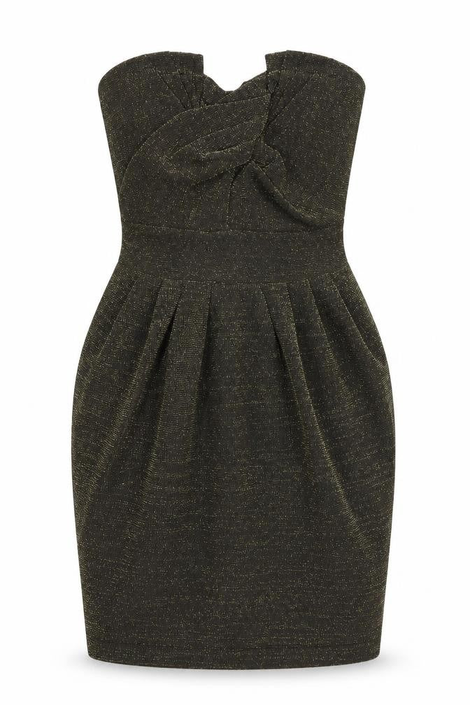 Front view of HB&M women’s gold bodycon, size UK 6