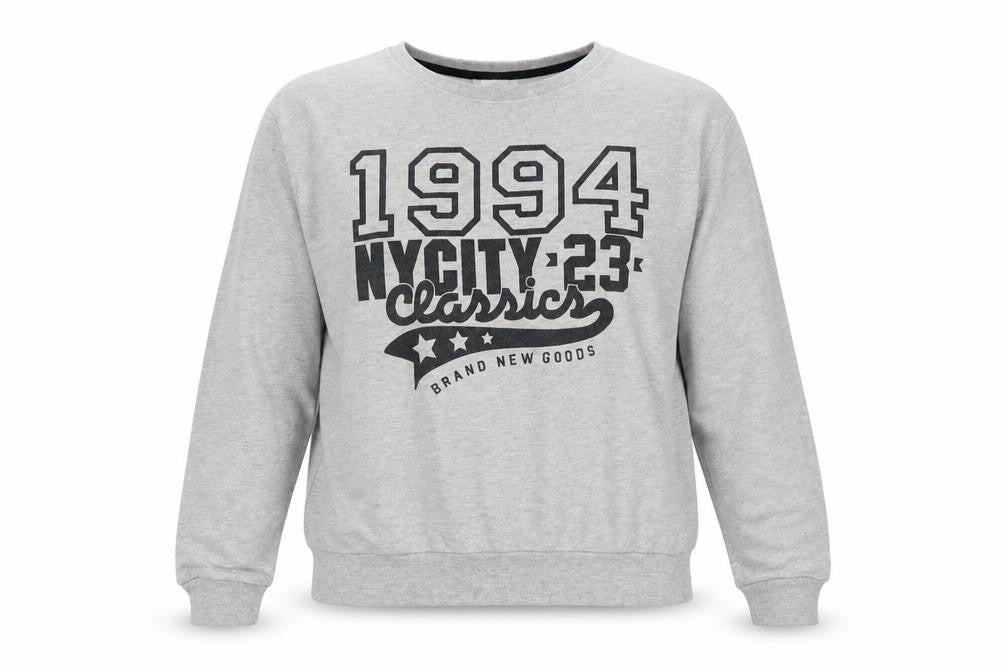Front view of Lefties women’s grey pullover sweatshirt, size L, - nyc