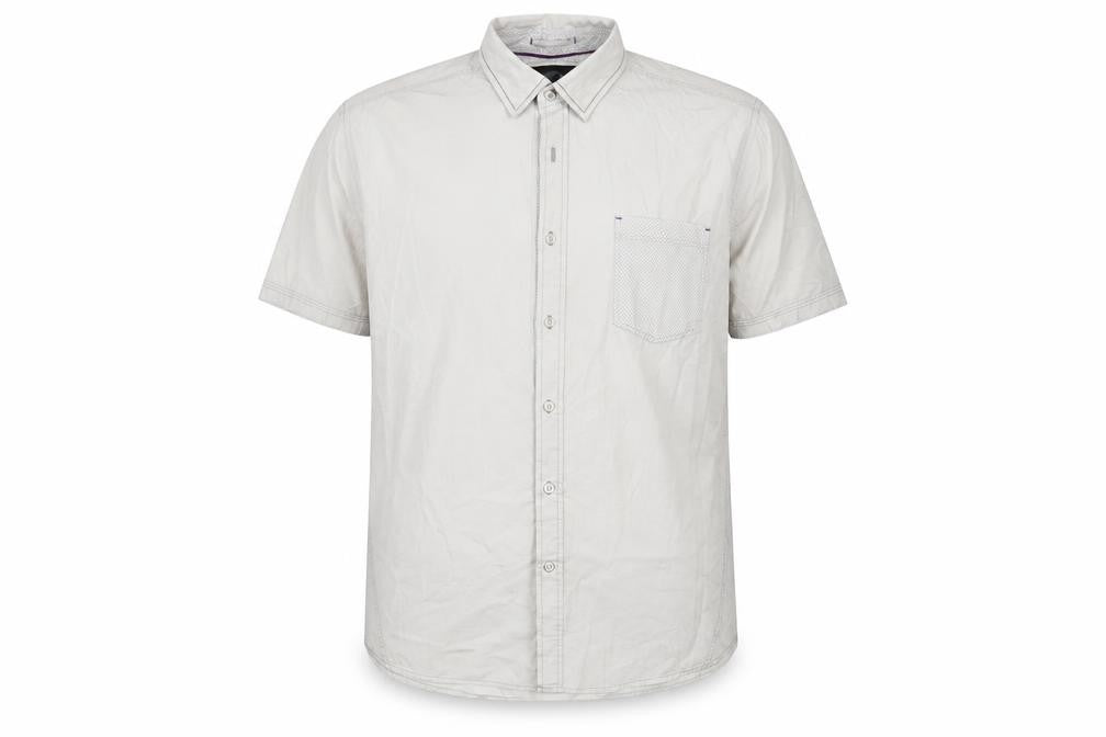 Front view of Drill Clothing men’s grey button-up, size XL