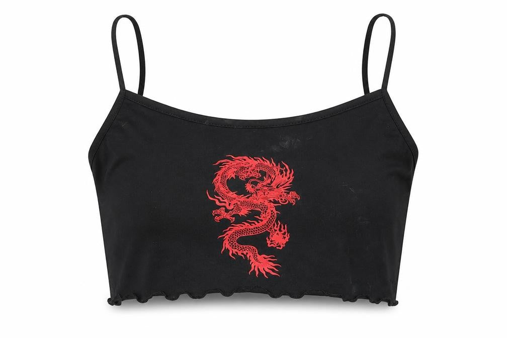 Front view of Preworn women’s black camisole t-shirt, size S