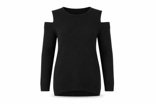 Front view of F&F women’s black knit jumper, size UK 12