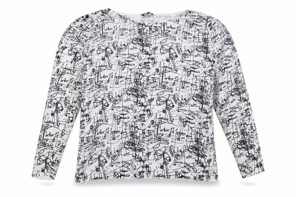 Front view of Emreco women’s multicoloured geometric knit jumper, size UK 14