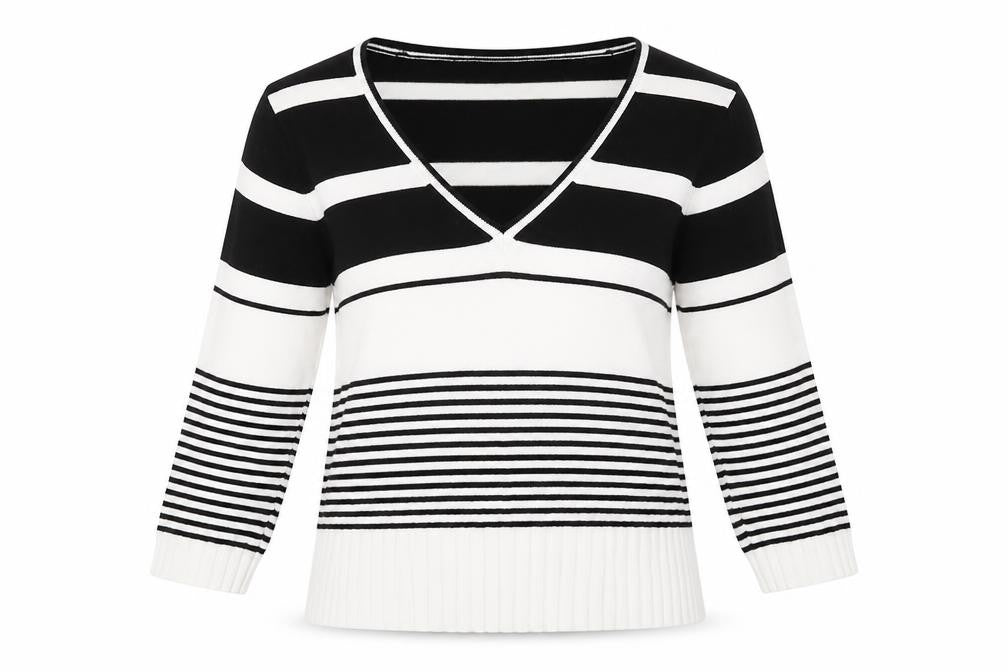 Front view of Mixin women’s multicoloured striped knit jumper, size M