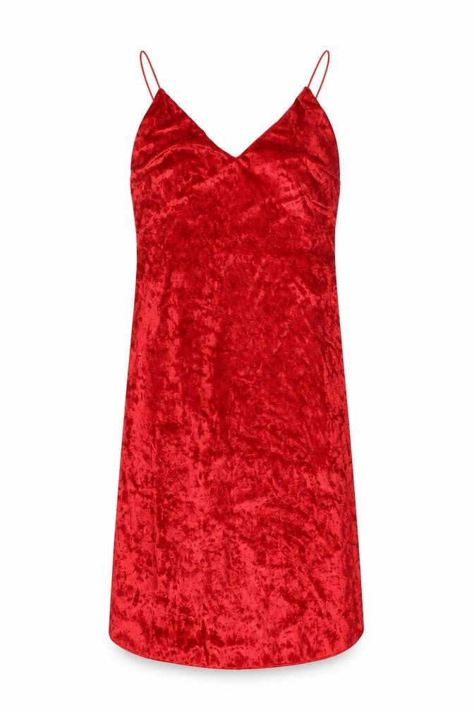 Front view of AX Paris women’s red slip dress, size UK 10