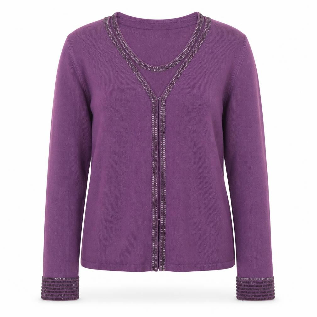 Front view of Debenhams women’s purple jumper, size UK 14