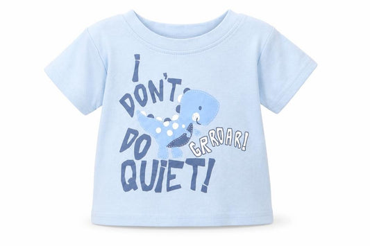Front view of George Baby Blue Basic T-Shirt, size 0-3, Months - I don't do quiet