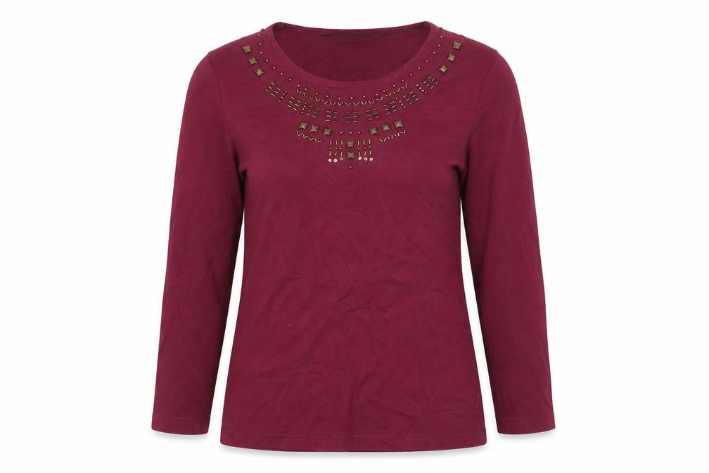 Bm Casual Womens Purple   Basic T-Shirt Size XS  - Maroon/Burgundy