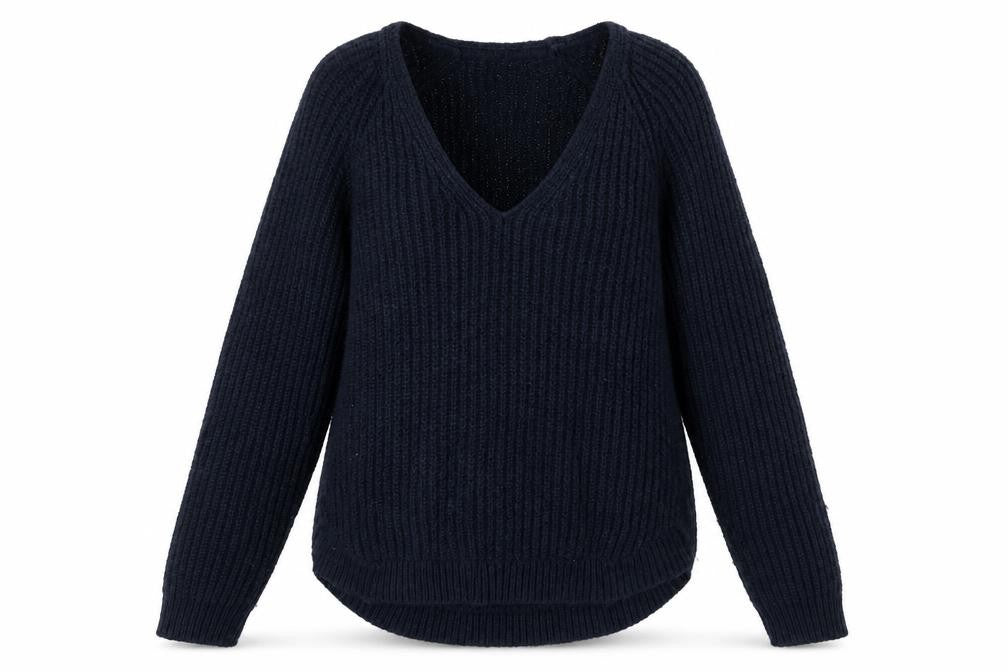 Front view of H&M women’s blue knit jumper, size XS