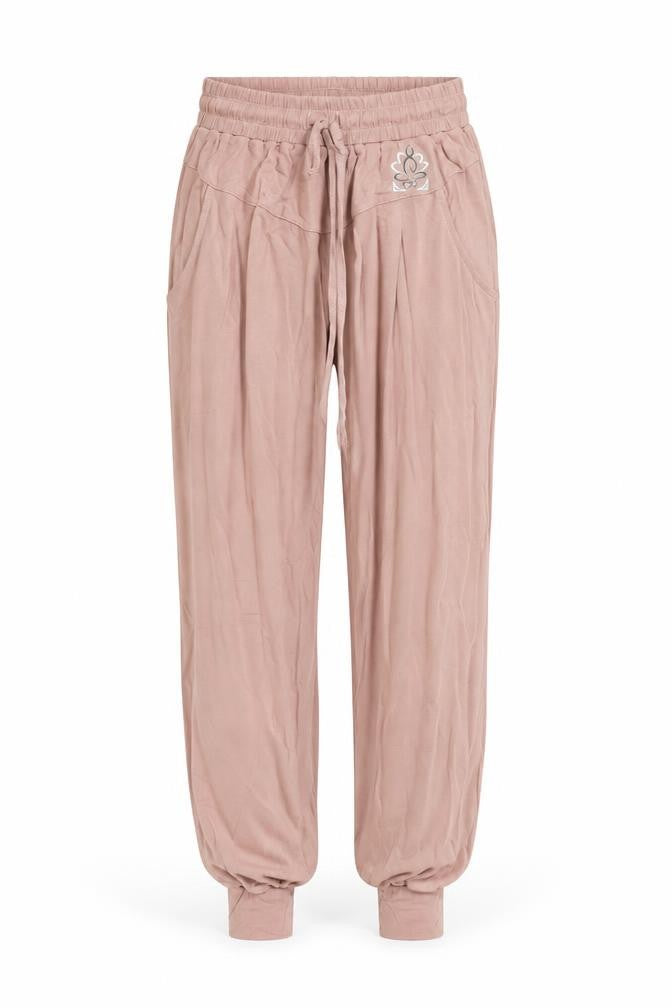 Front view of Preworn women’s pink trousers, size M, 23-inch leg