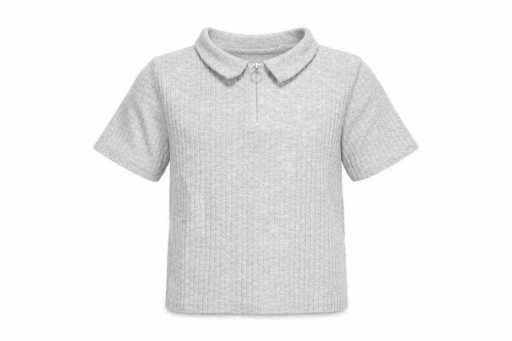 Front view of H&M girls’ grey basic t-shirt, size 11-12, years