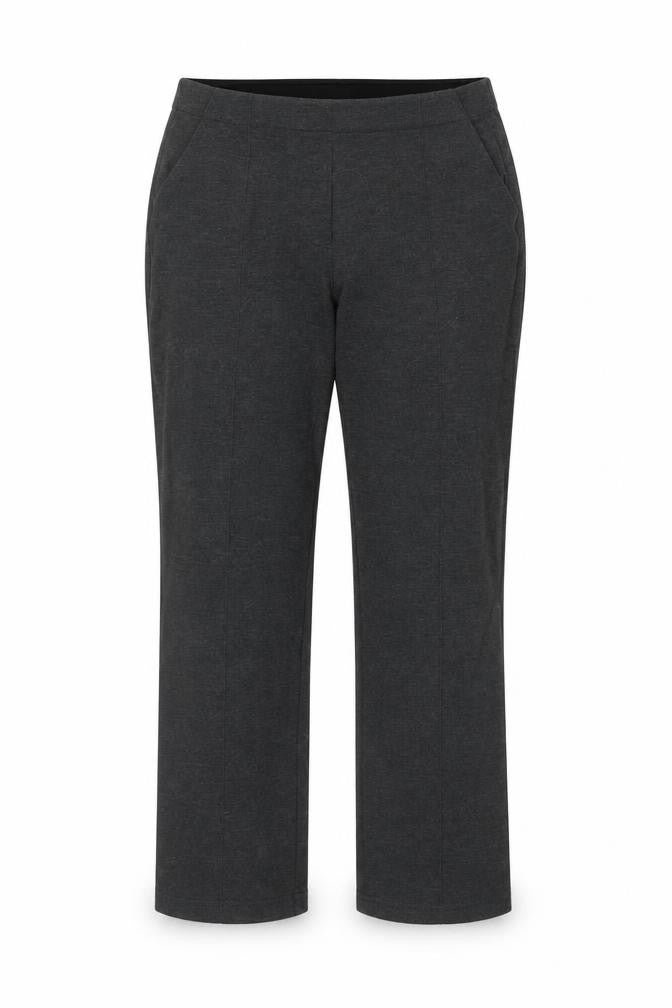 Front view of Marks & Spencer women’s grey trousers, size UK 14, 24-inch leg