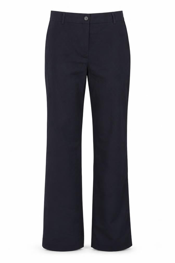 Front view of Dimensions women’s blue trousers, size UK 12, 30-inch leg