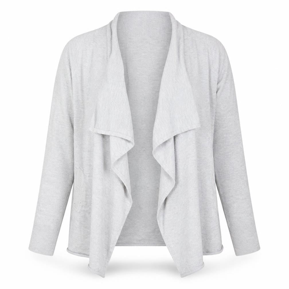 Front view of Papaya women’s grey knit cardigan jumper, size M