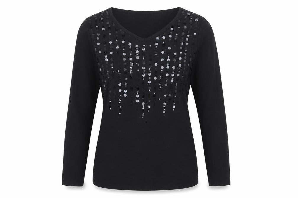 Quacker Factory Womens Black   Pullover Jumper Size M
