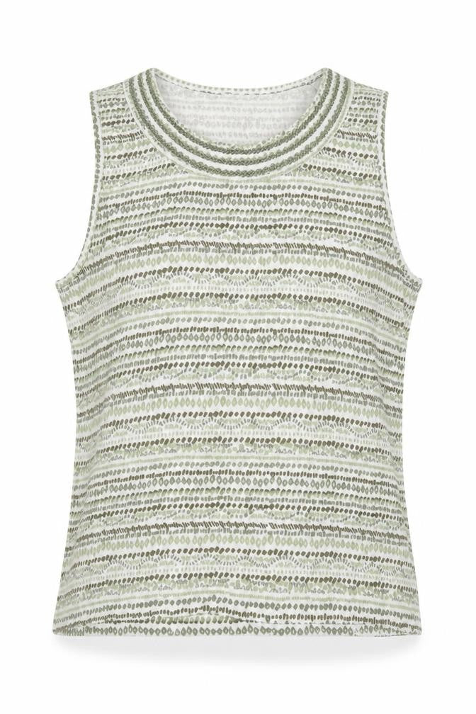 Bonmarché Womens Green Striped Basic Tank Size L