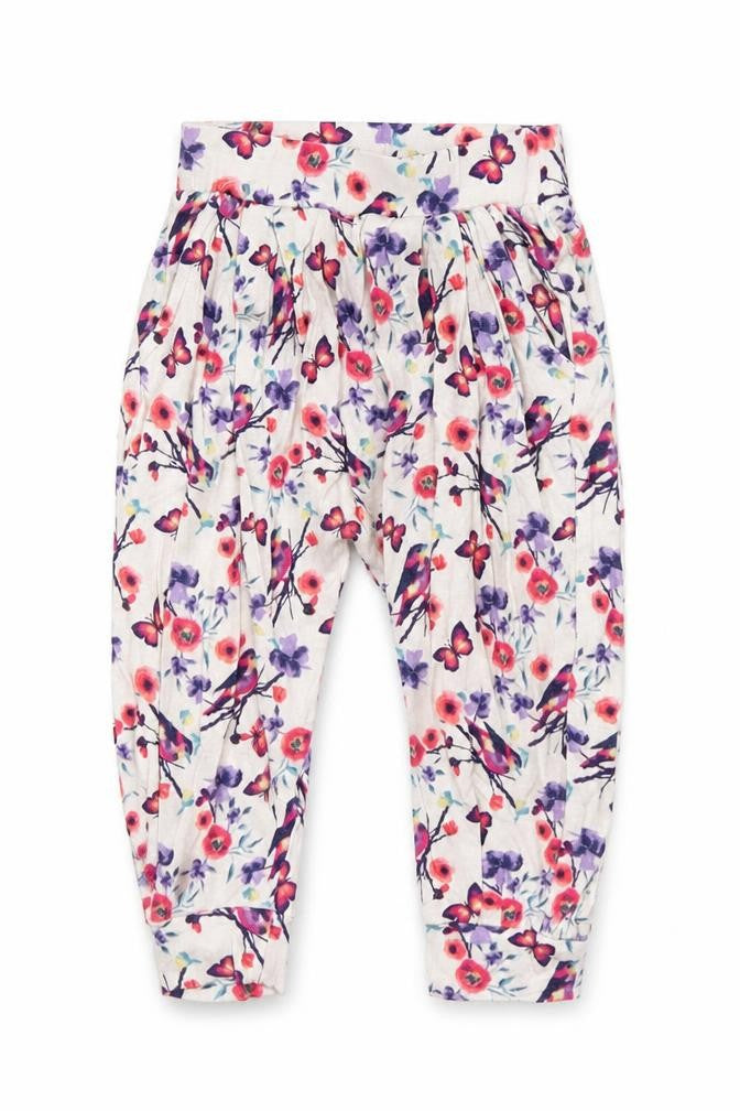 dymples Girls White Floral  Jogger Trousers Size 12 Months