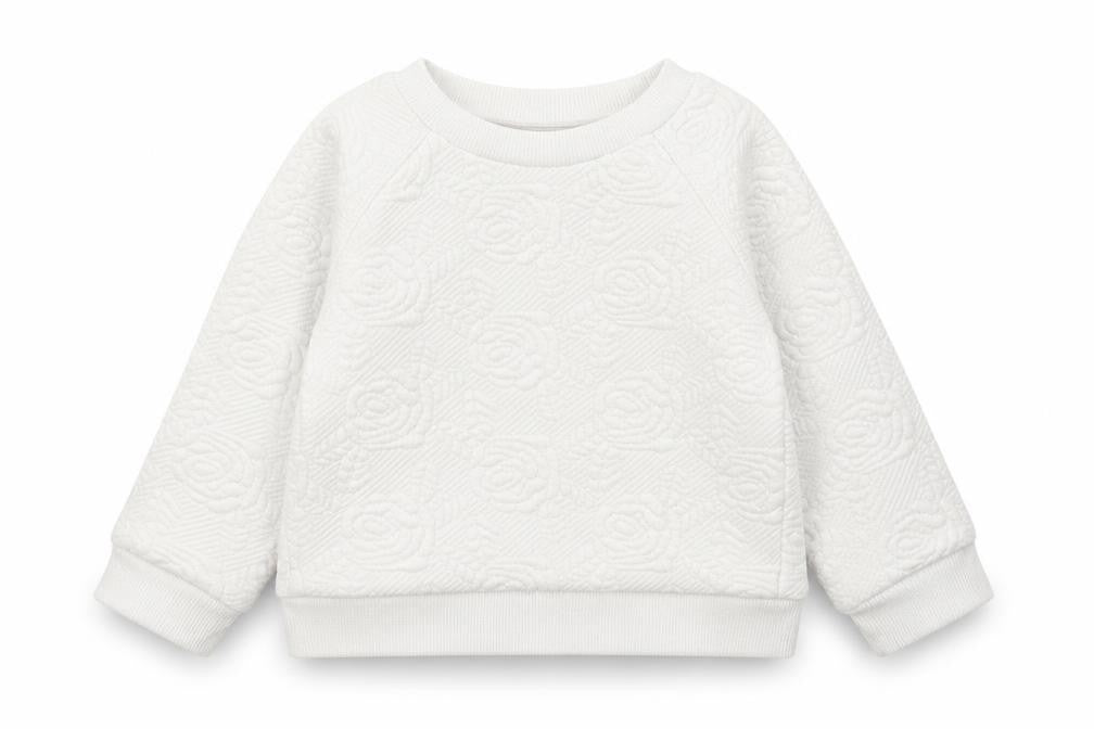 Front view of Mothercare girls’ white pullover t-shirt, size 9-12, months