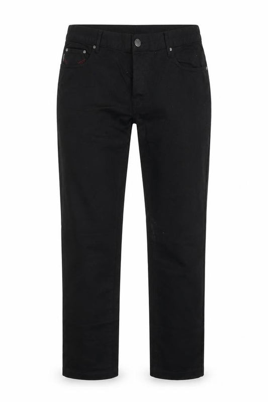 Front view of Bosideng women’s black denim boyfriend jeans, size UK 34, 28-inch leg