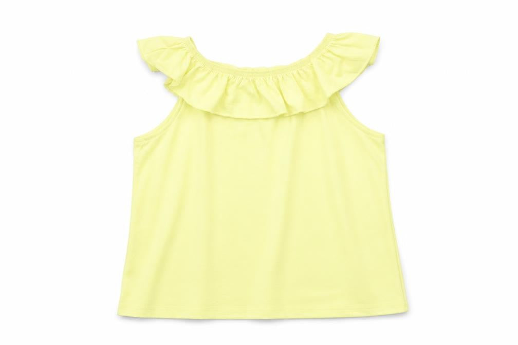 Front view of H&M girls’ yellow basic t-shirt, size 7-8, years