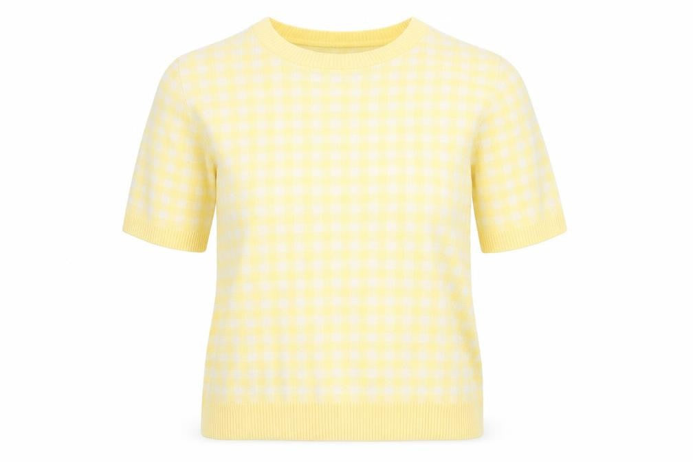 Front view of Marks & Spencer women’s multicoloured check jumper, size UK 14
