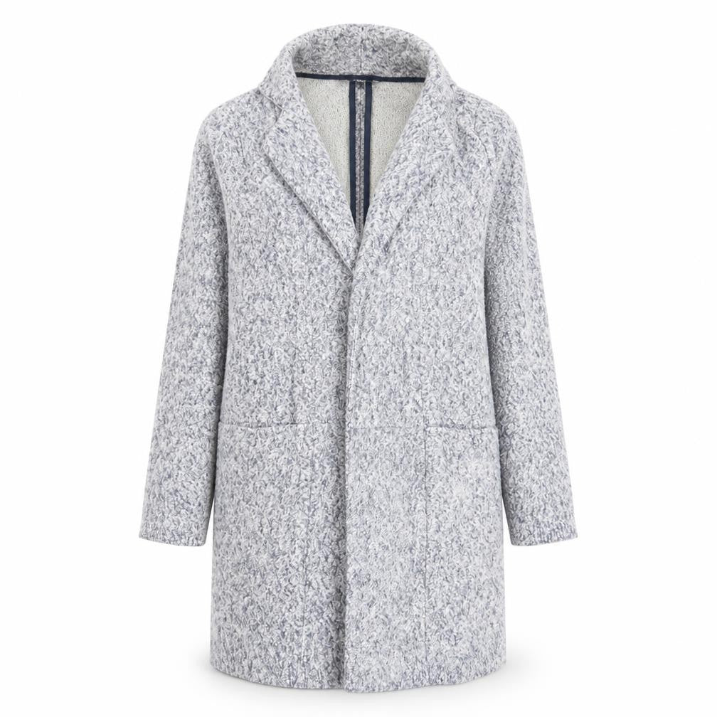 Front view of Next women’s blue overcoat coat, size UK 6