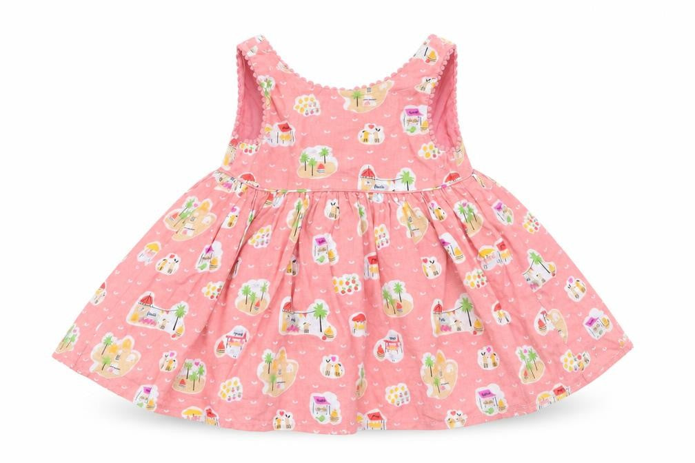 M&S Girls Pink Geometric  Fit & Flare  Size 3-6 Months