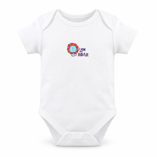 Front view of George Baby Multicoloured Animal Print Babygrow One-Piece, size 0-3, Months