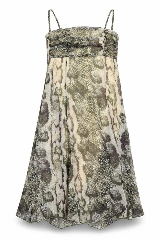 Front view of Solo women’s multicoloured animal print fit & flare, size UK 12