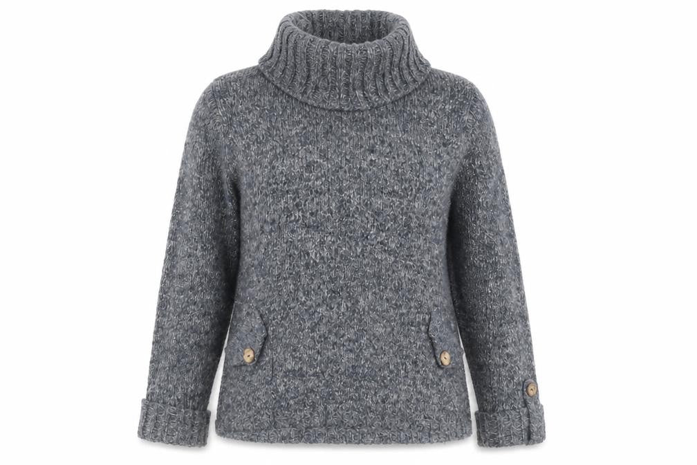 Front view of Laura D women’s blue knit jumper, size L