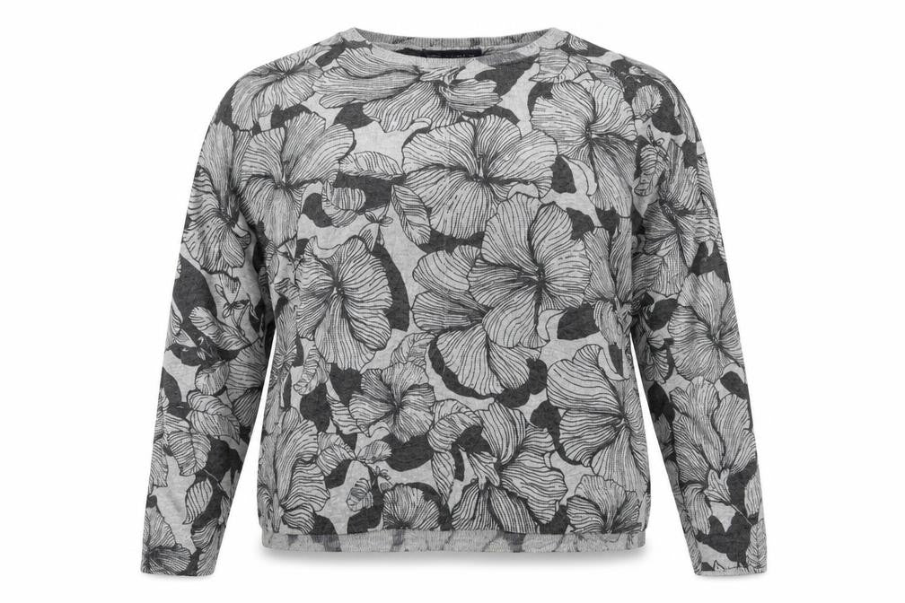 Front view of Marks & Spencer women’s grey floral jumper, size XL