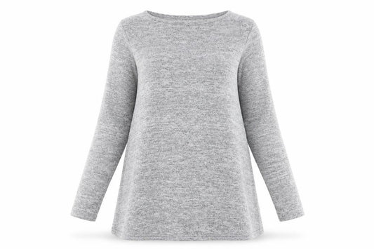 Front view of Boohoo women’s grey jumper, size UK 10